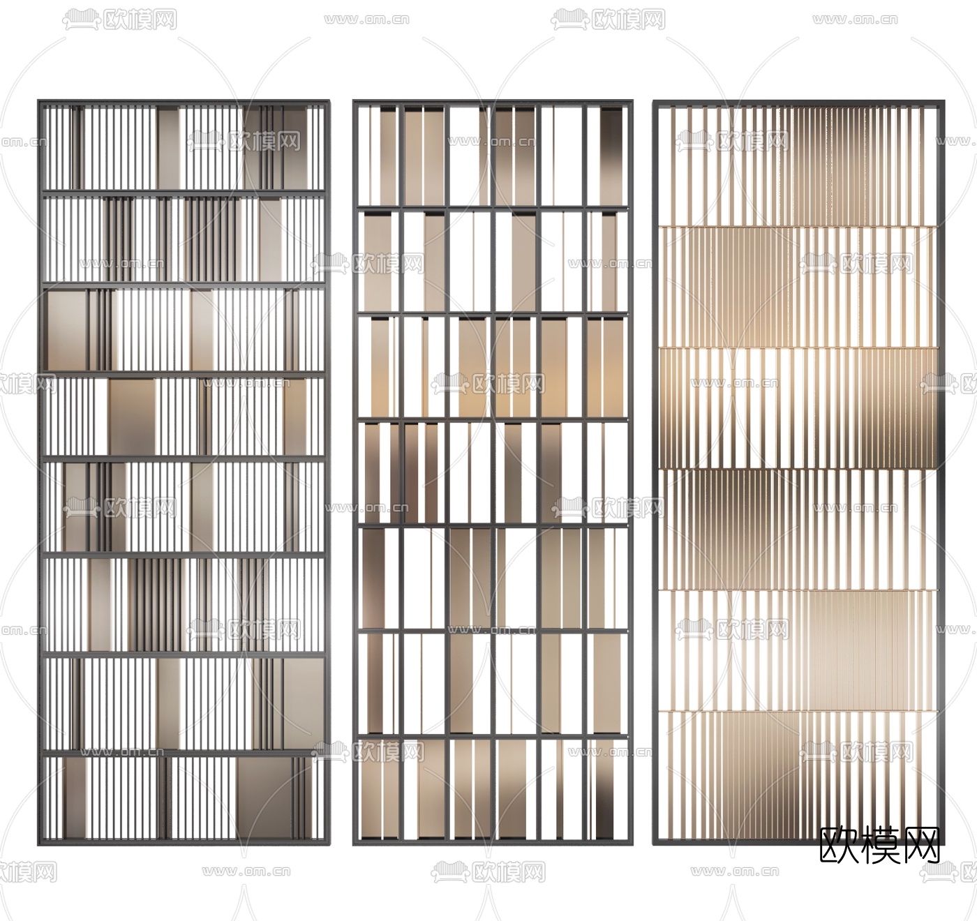 现代金属屏风3d模型下载