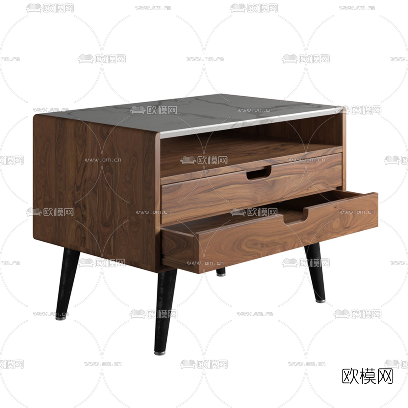 北欧原木床头柜3d模型下载（渲染图1）