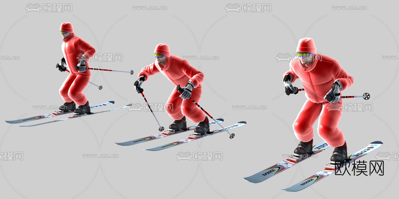现代滑雪人物3d模型下载（渲染图1）