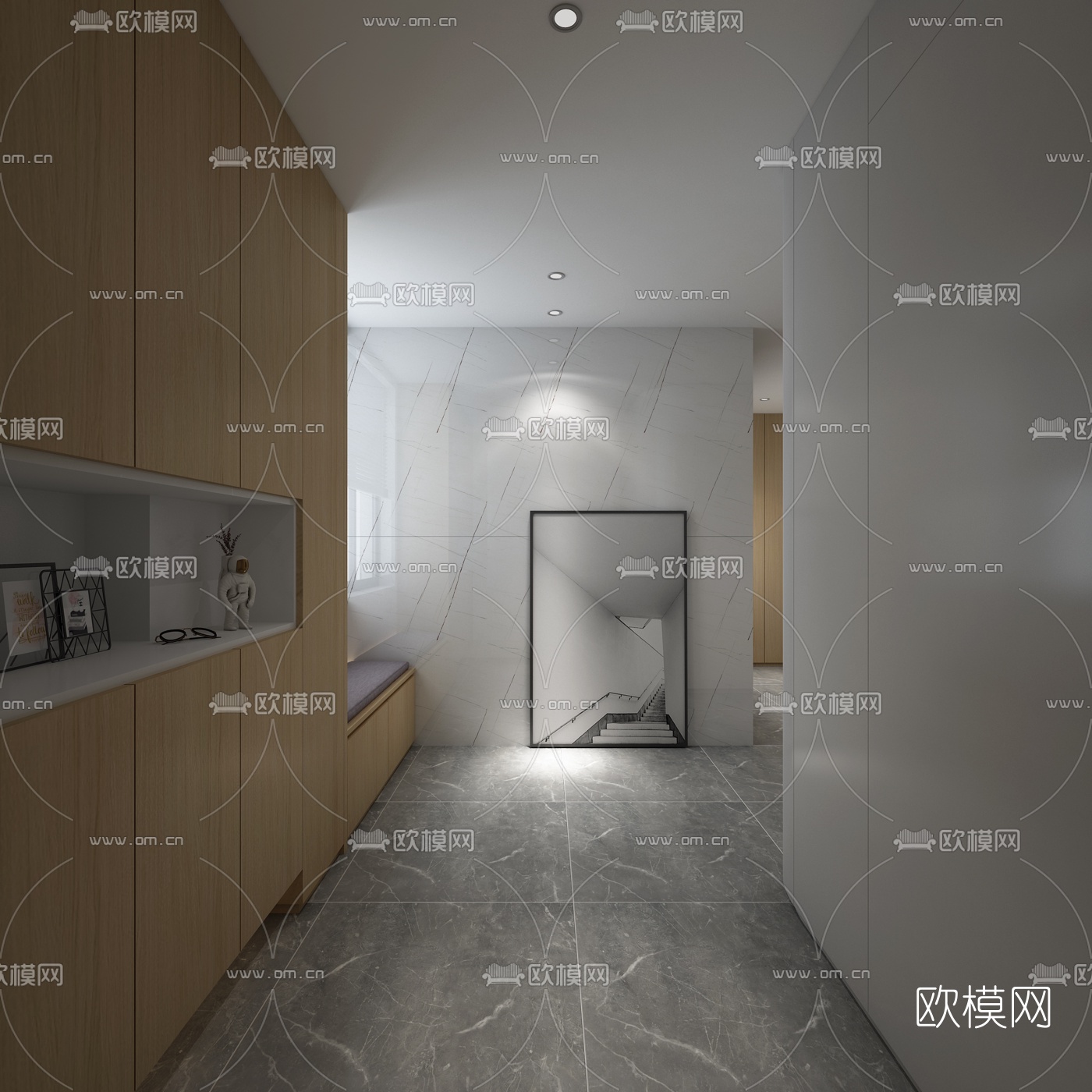 现代餐厅厨房免费3d模型下载（渲染图2）