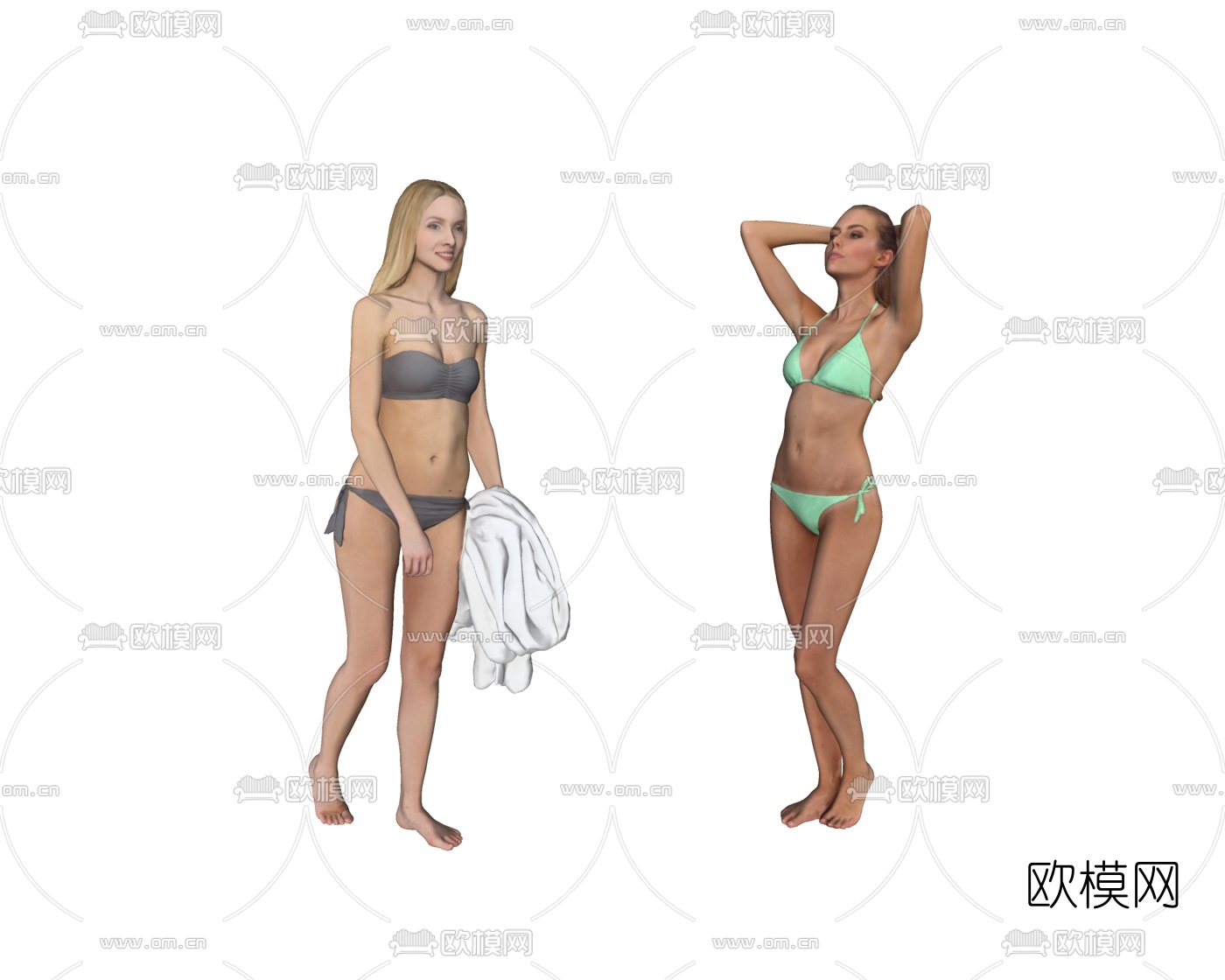 现代游泳衣女人su模型