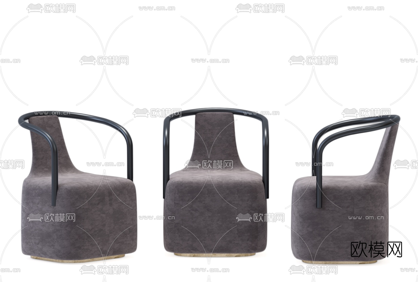 新中式大理石圆形餐桌椅3d模型下载（渲染图2）