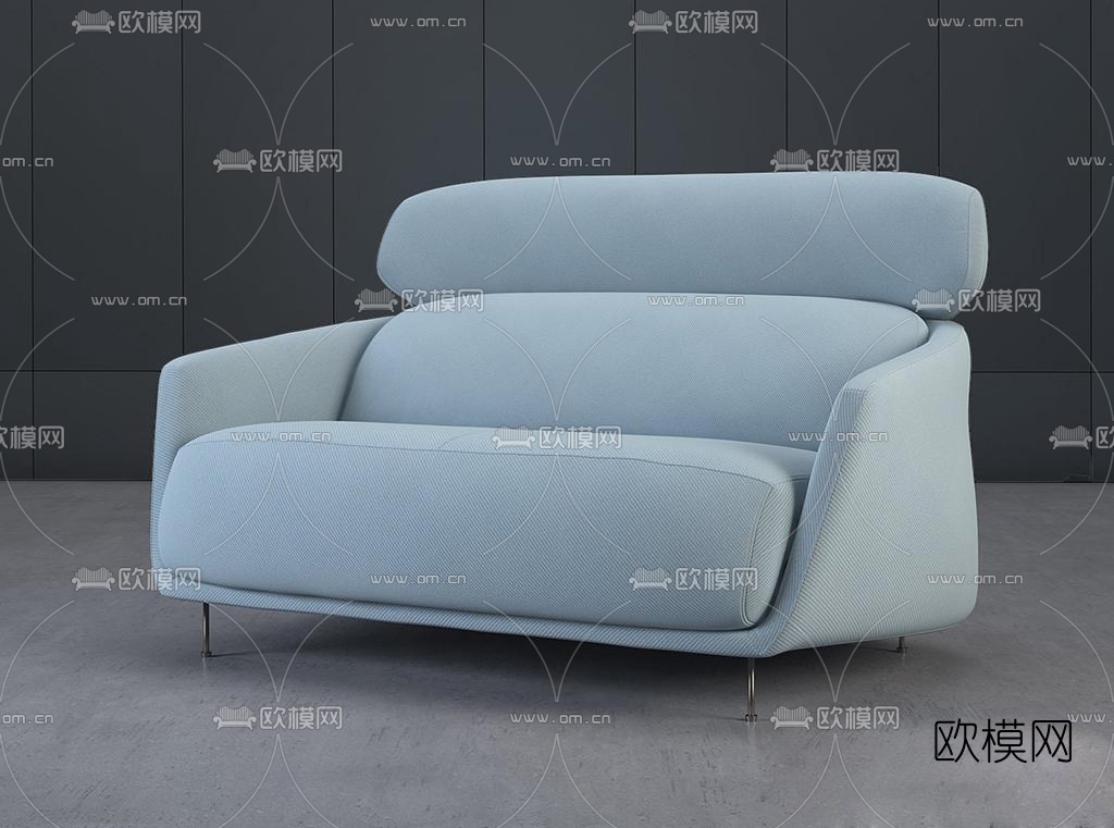 现代高背双人沙发免费3d模型下载（渲染图1）