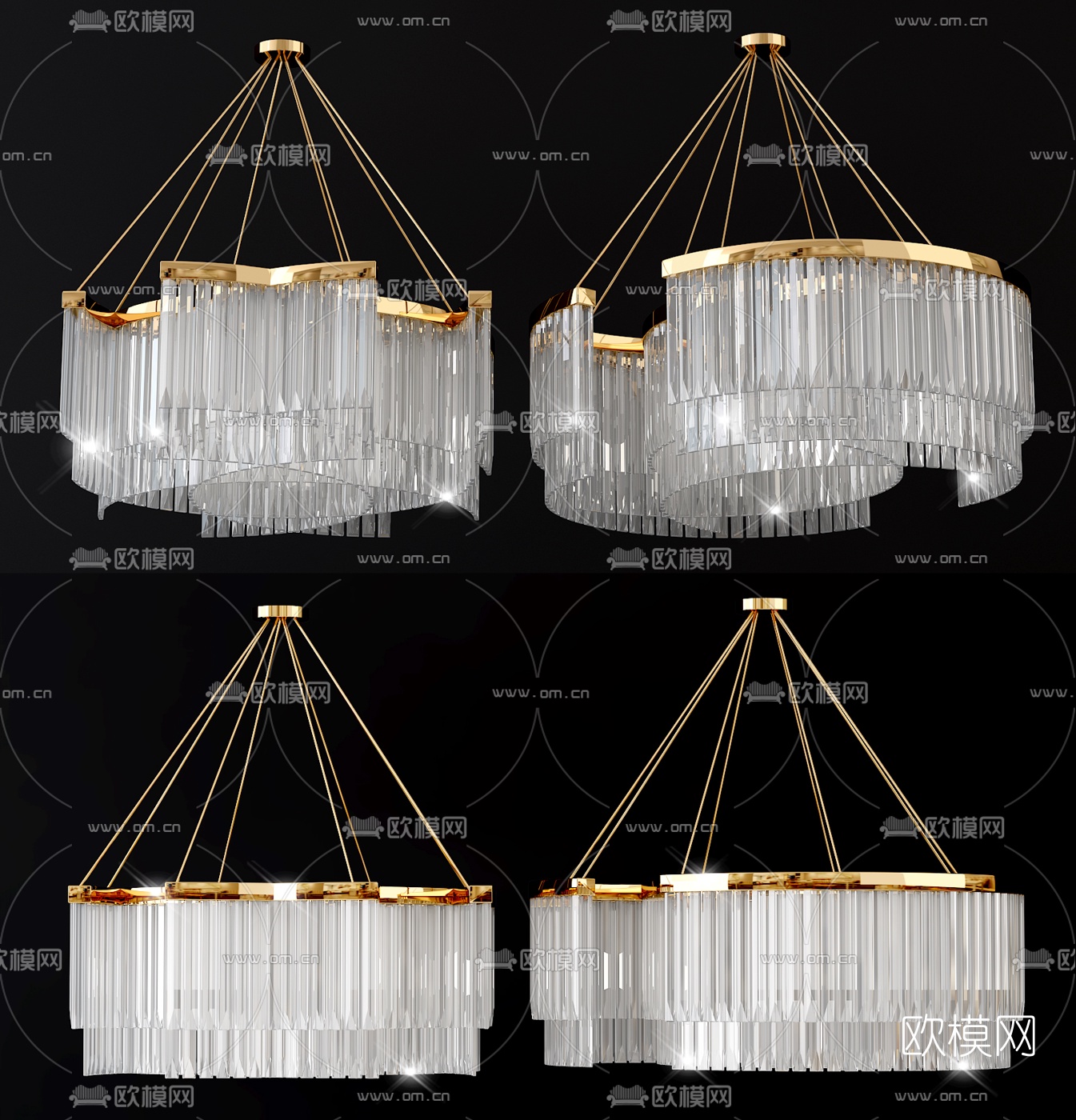 现代水晶吊灯3d模型下载