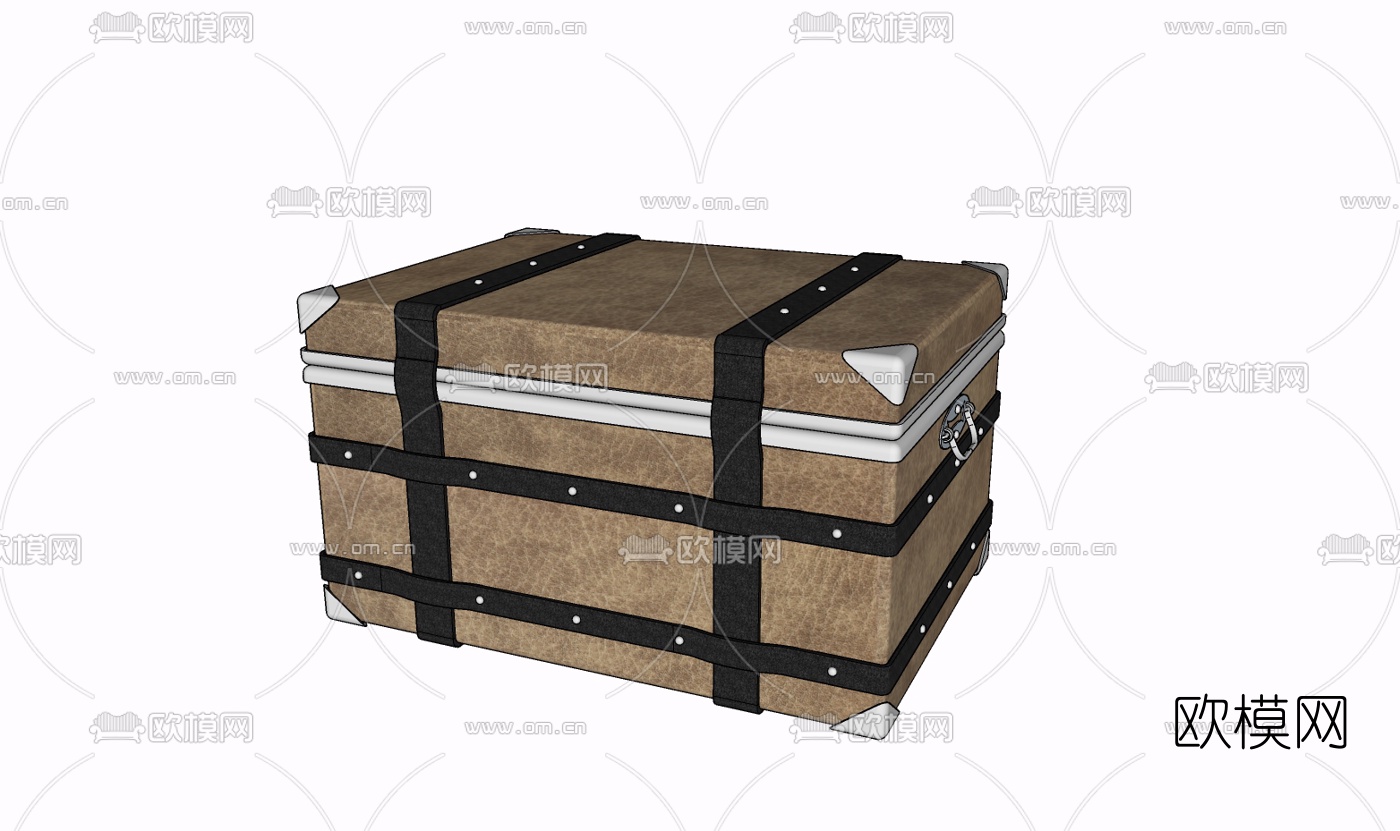 现代实木箱子免费su模型下载