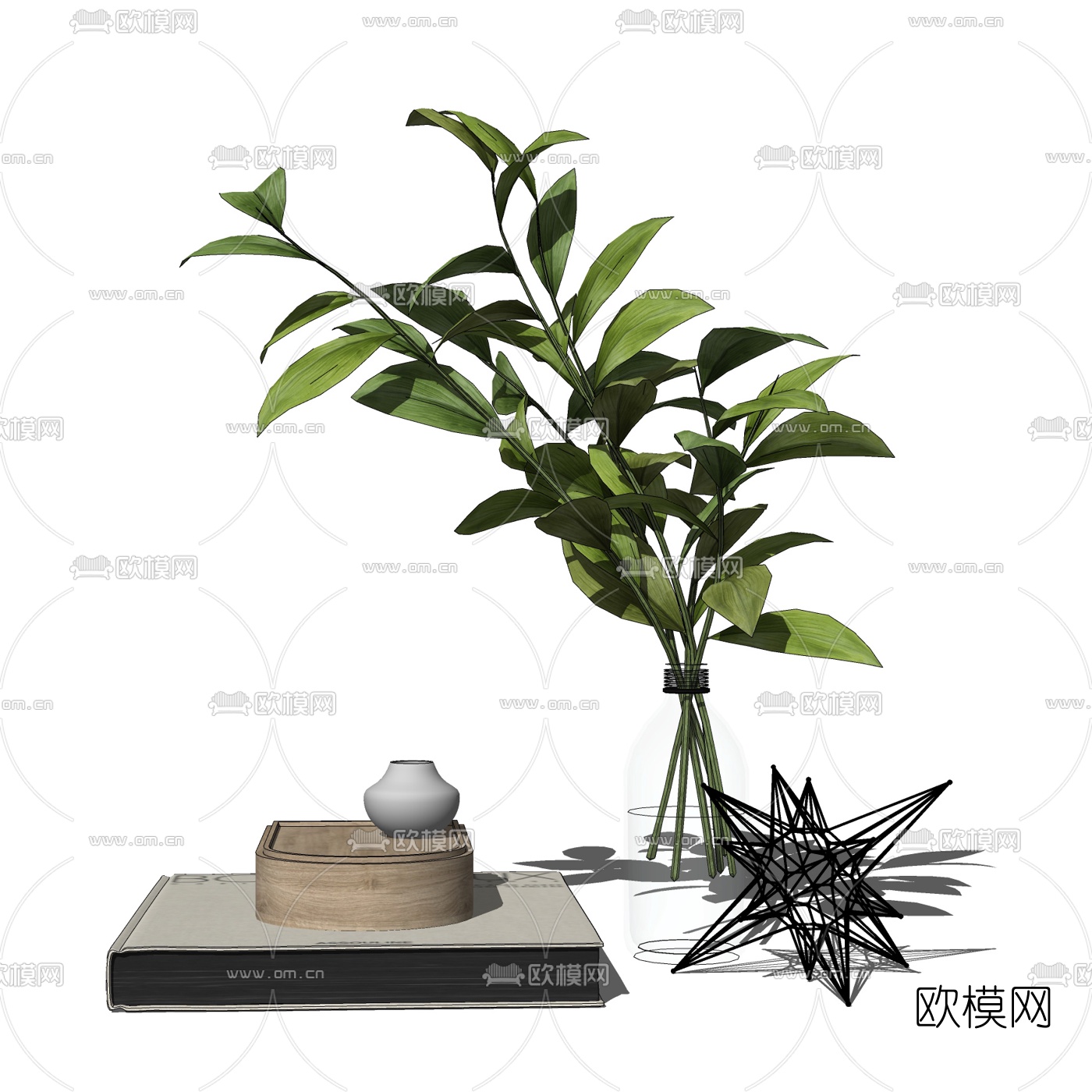 现代绿植花瓶su模型