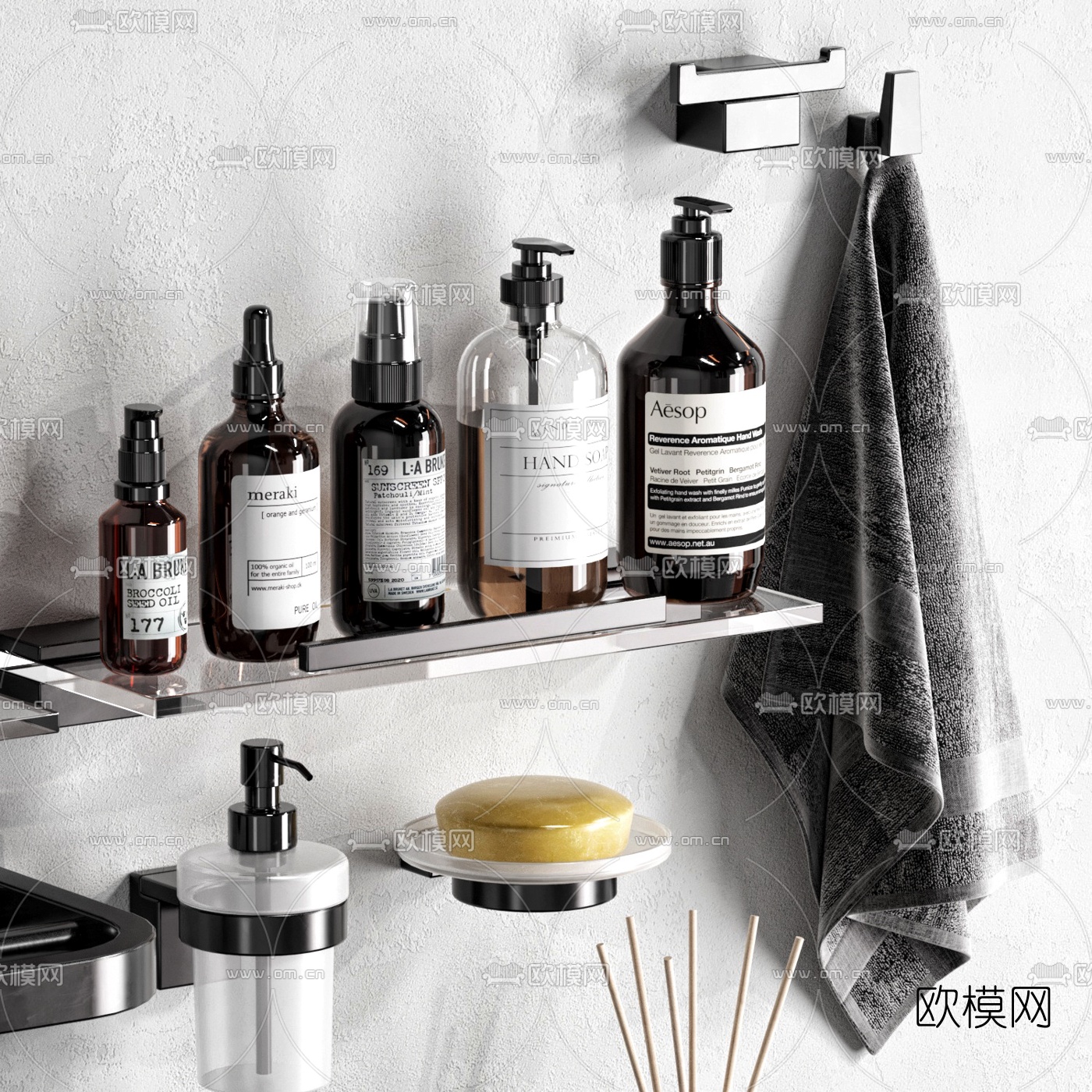 现代卫浴洗涤用品3d模型下载（渲染图3）