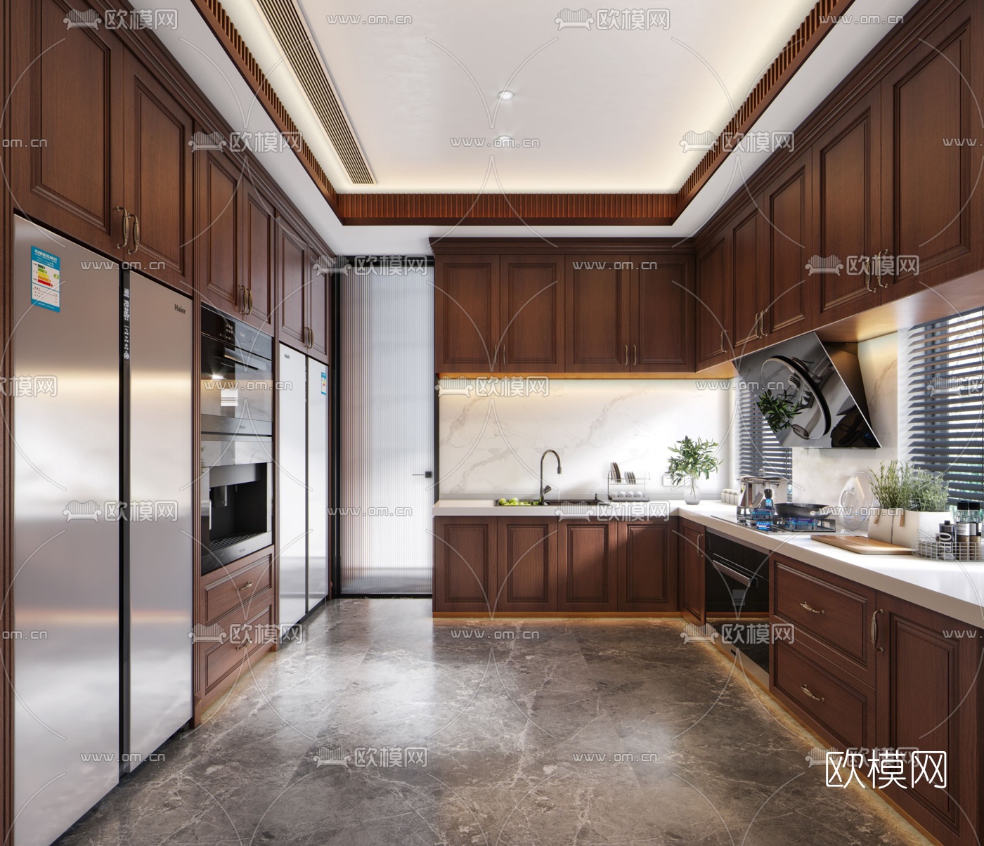 美式厨房3d模型下载