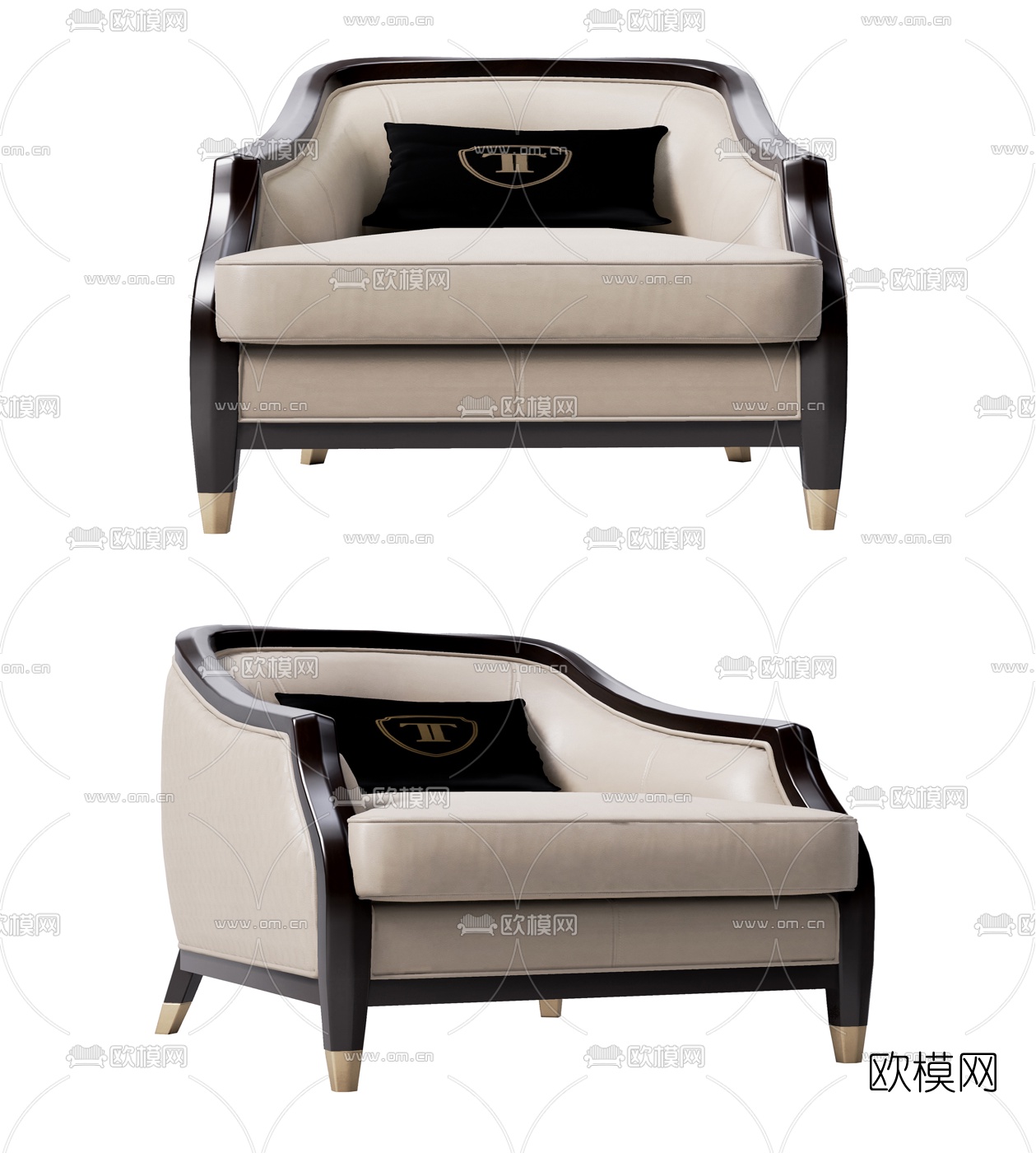 美式布艺单人沙发3d模型