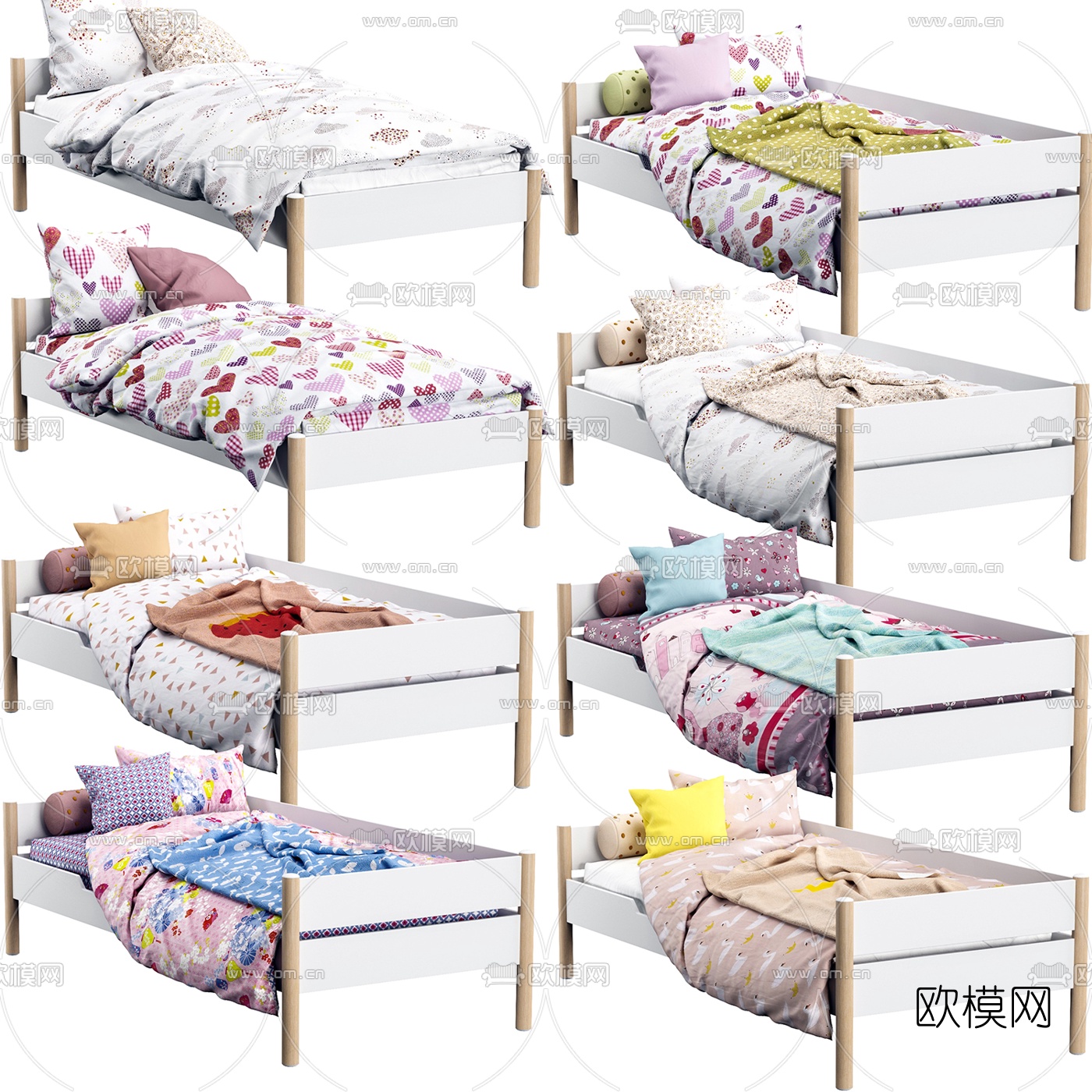 现代儿童床3d模型下载（渲染图2）