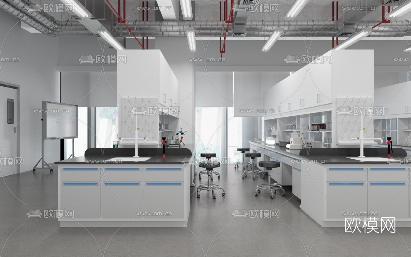 现代学校化学实验室3d模型