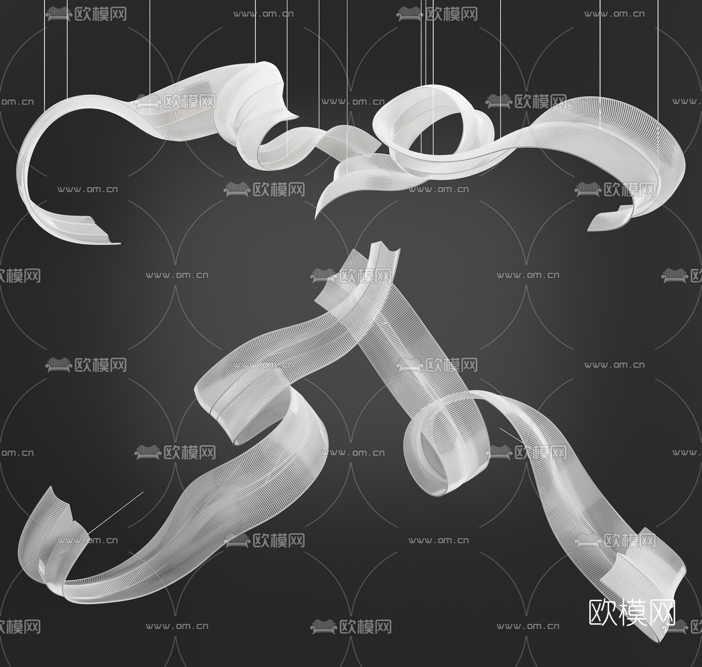 现代飘带装饰灯3d模型下载