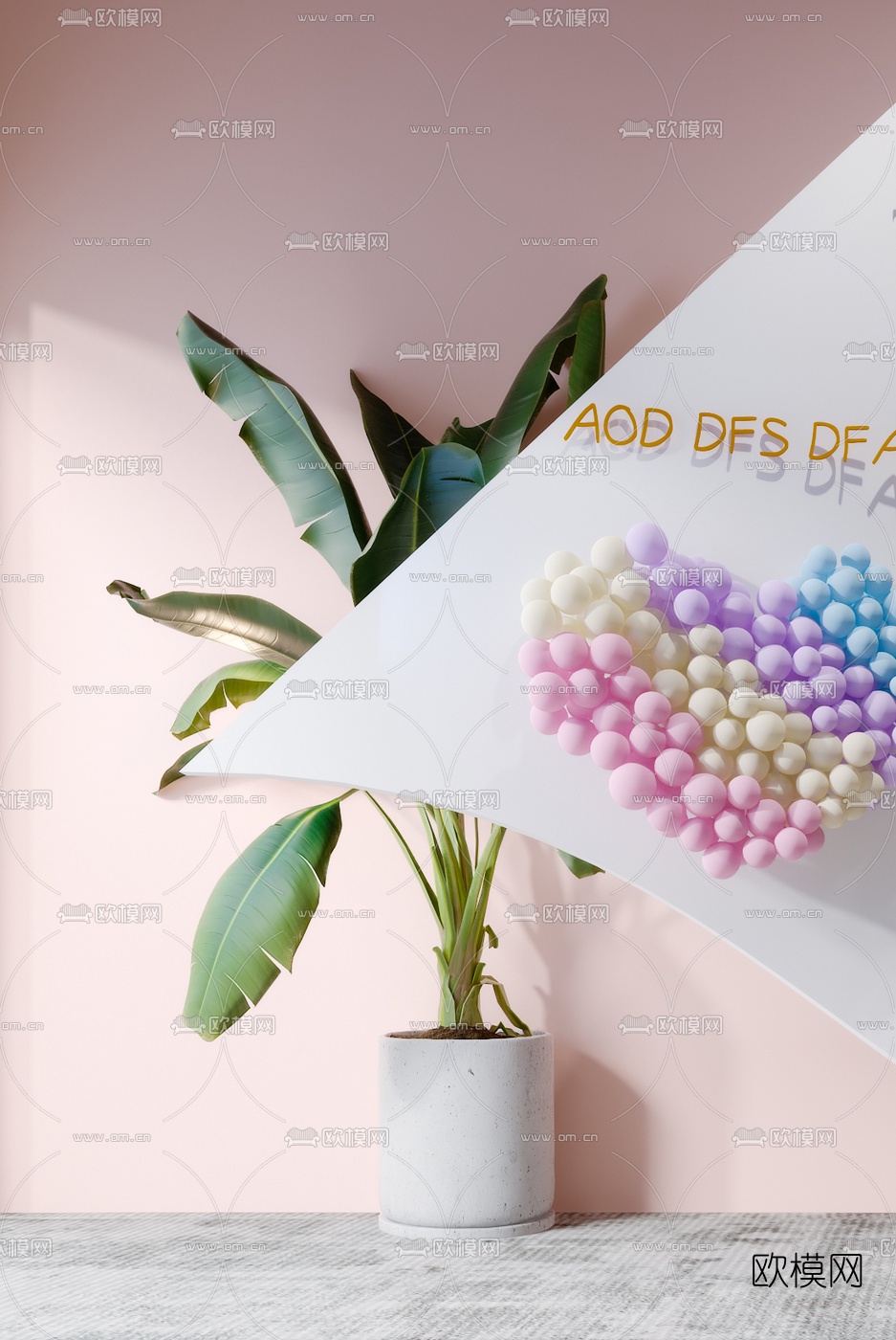 北欧婚庆气球花艺美陈3d模型