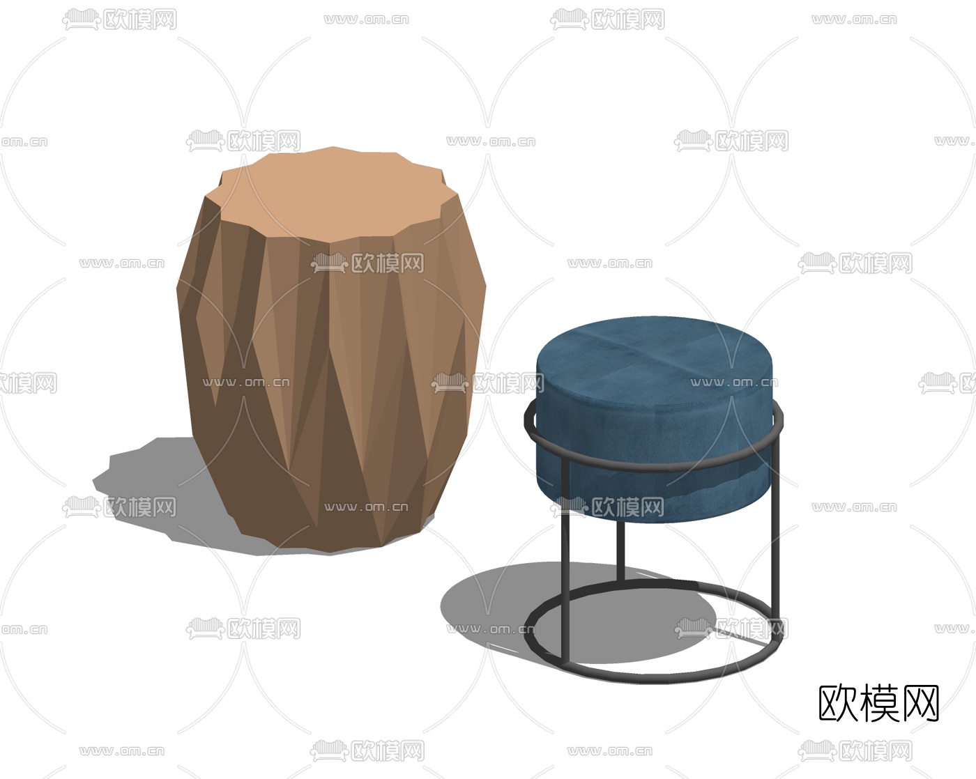 北欧布艺圆凳su模型下载