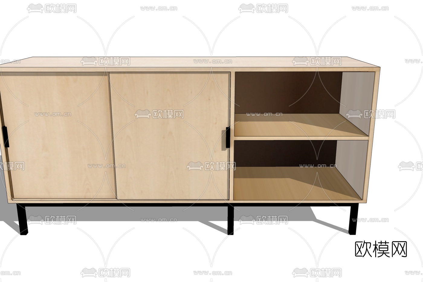 现代实木边柜免费su模型下载