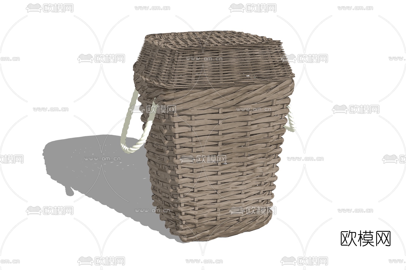 现代竹编脏衣篓免费su模型下载