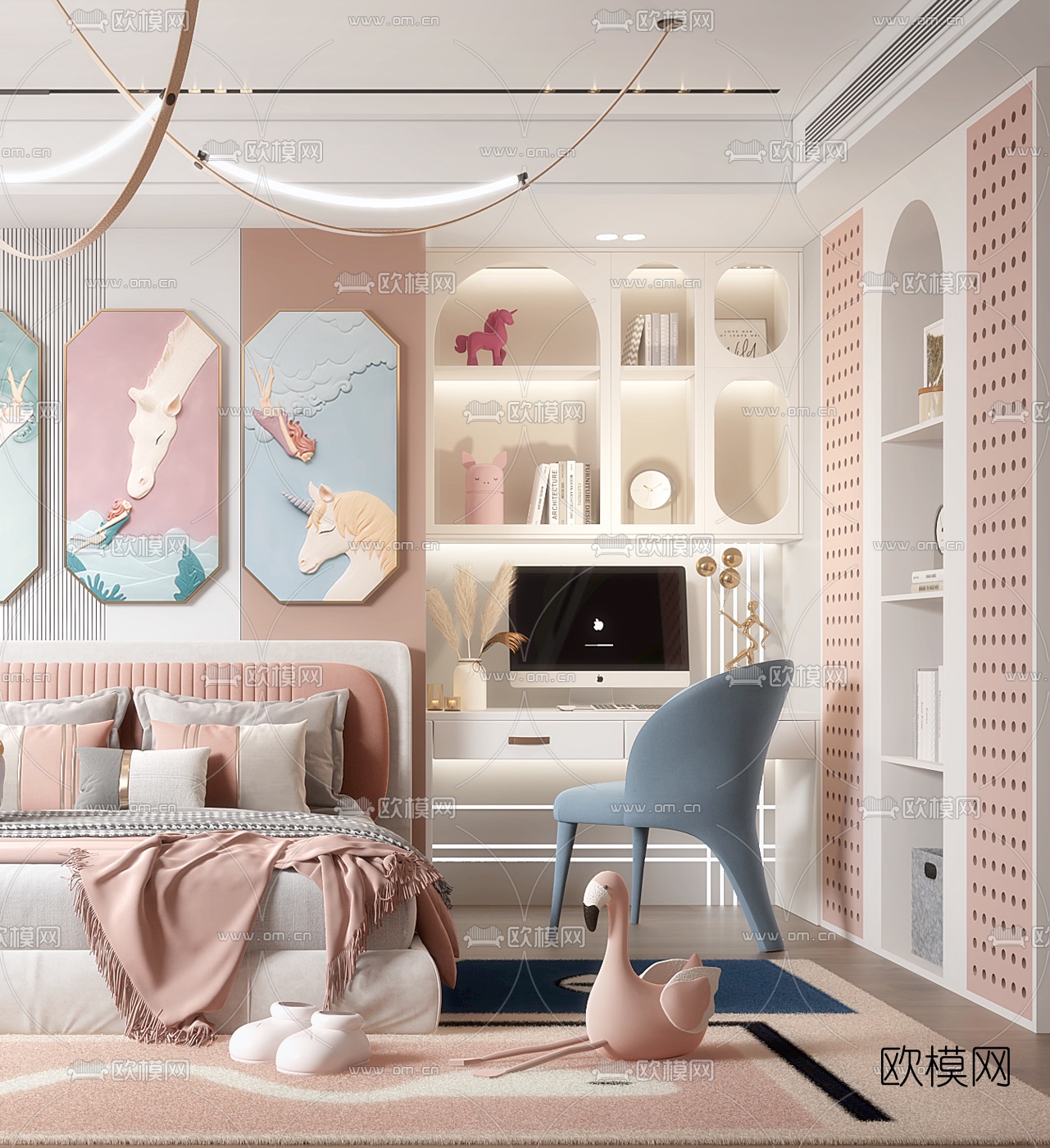 现代女孩房卧室3d模型
