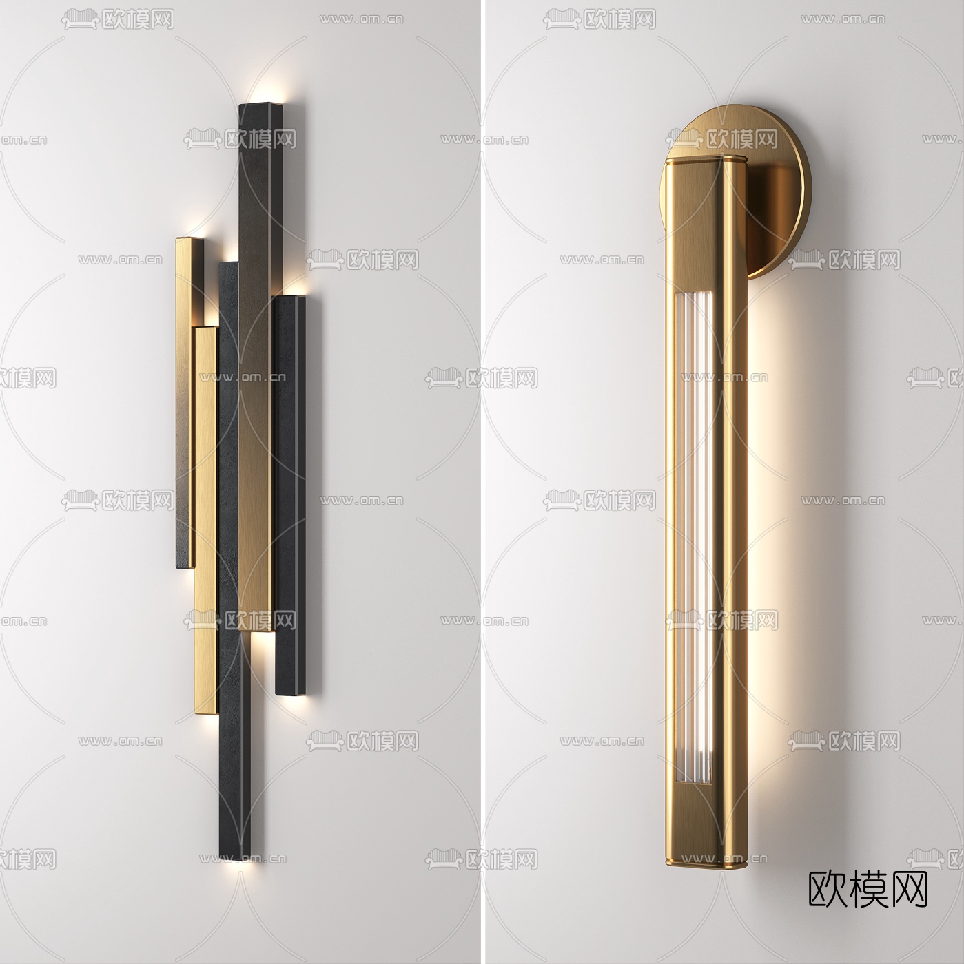 现代金属管状壁灯3d模型