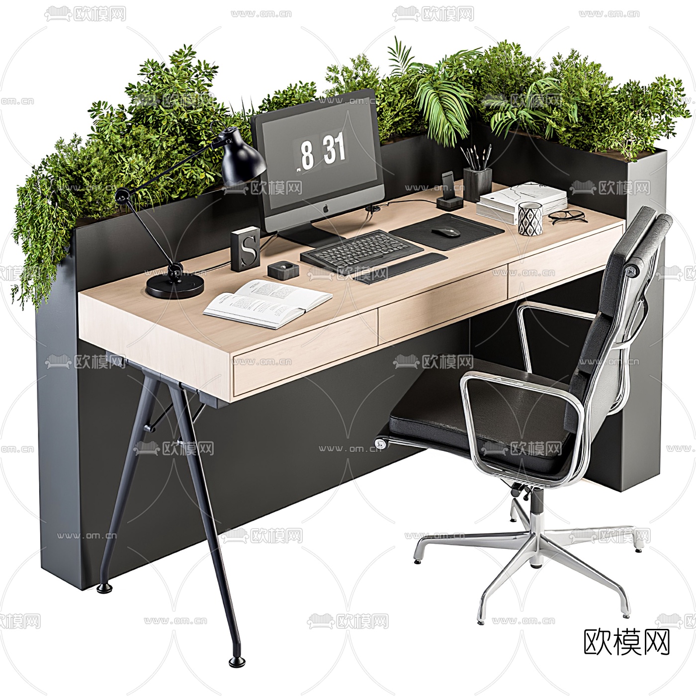 现代办公桌椅3d模型