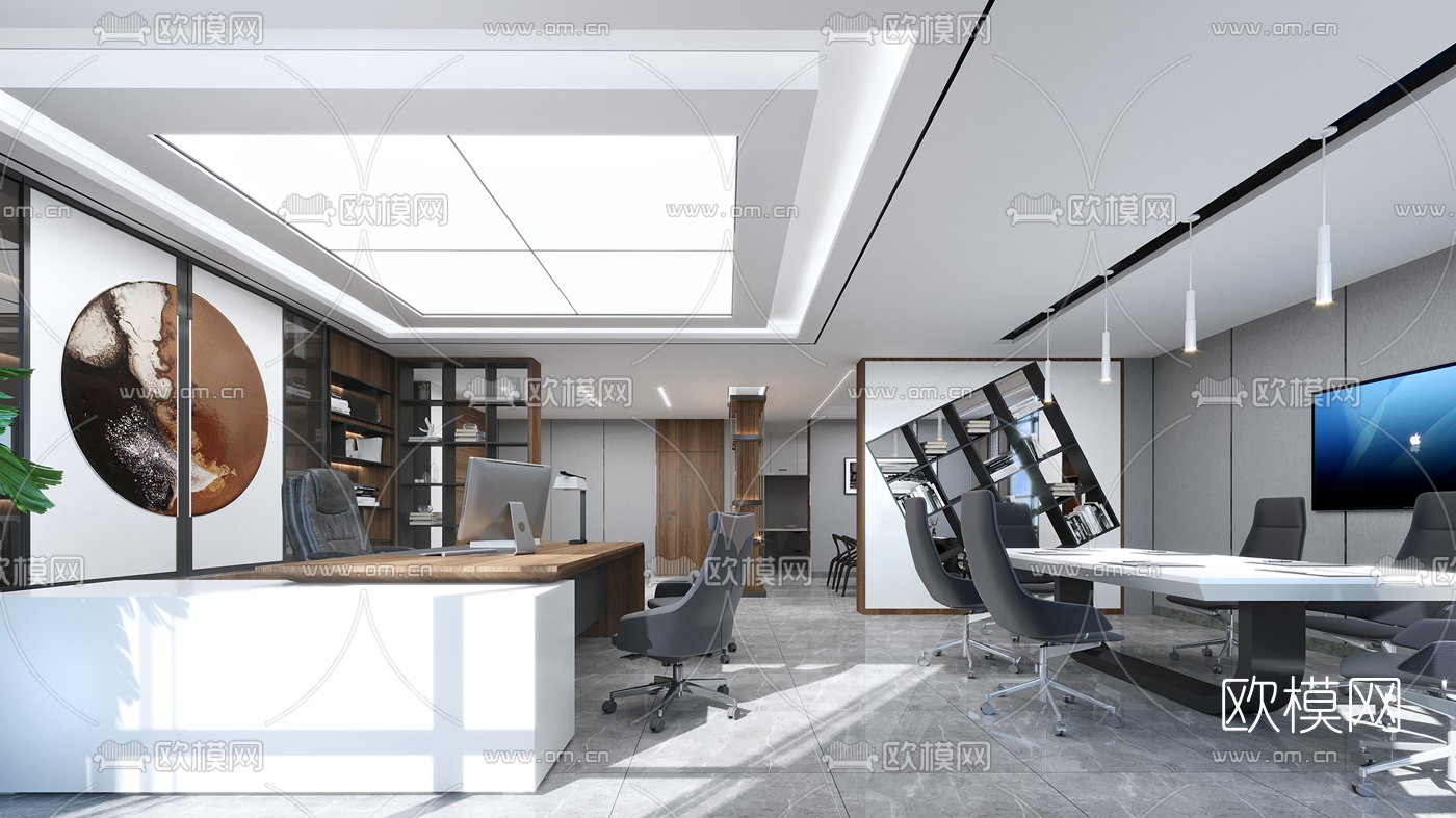 现代总经理办公室3d模型