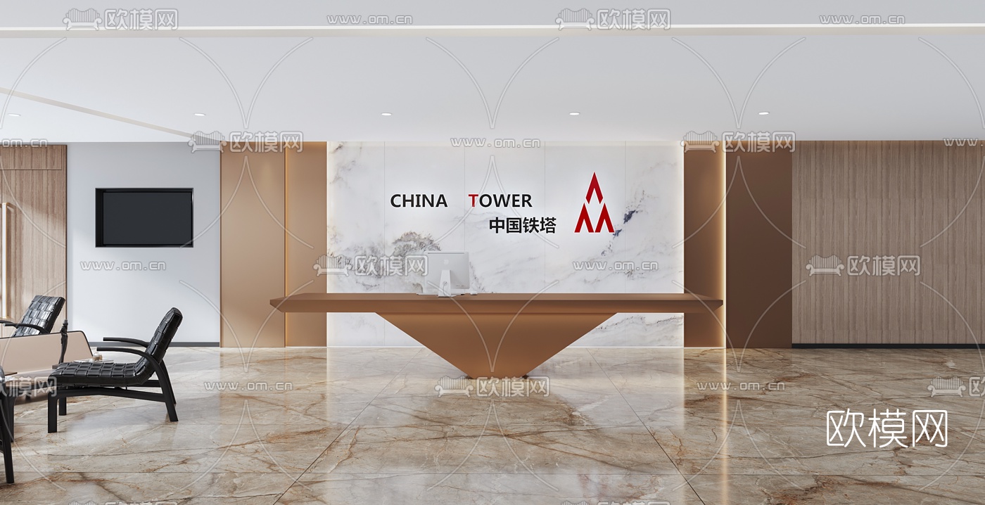 现代前台大厅3d模型