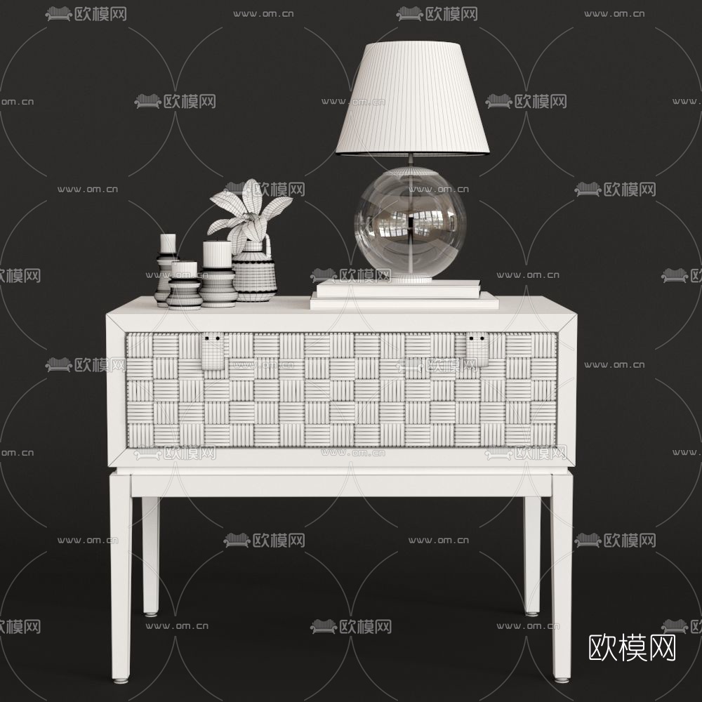 北欧简约床头柜3d模型