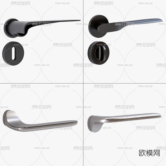现代金属门把手拉手3d模型下载