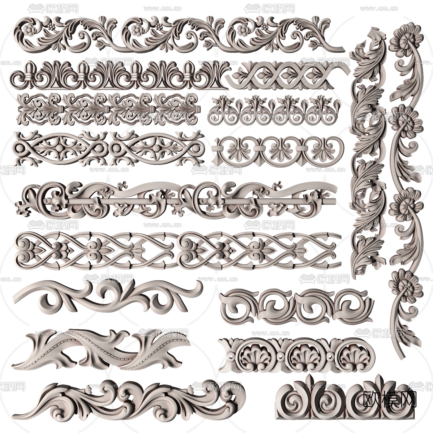 欧式石膏雕花线条3d模型下载
