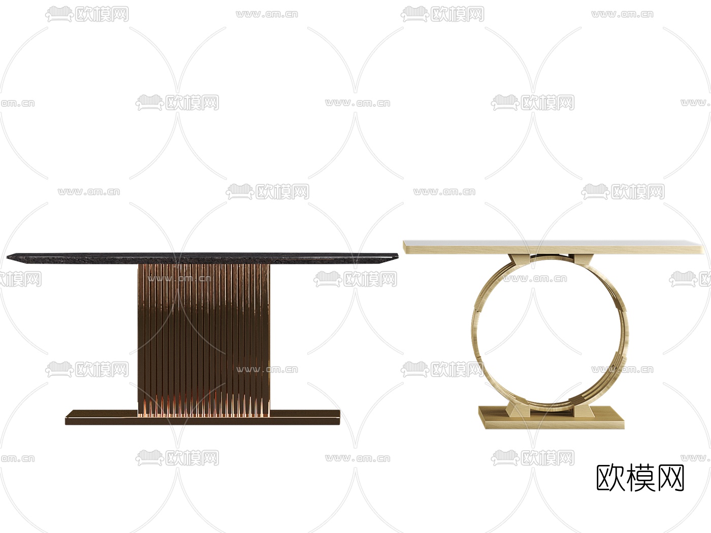 后现代圆环端景条案3d模型下载（渲染图3）