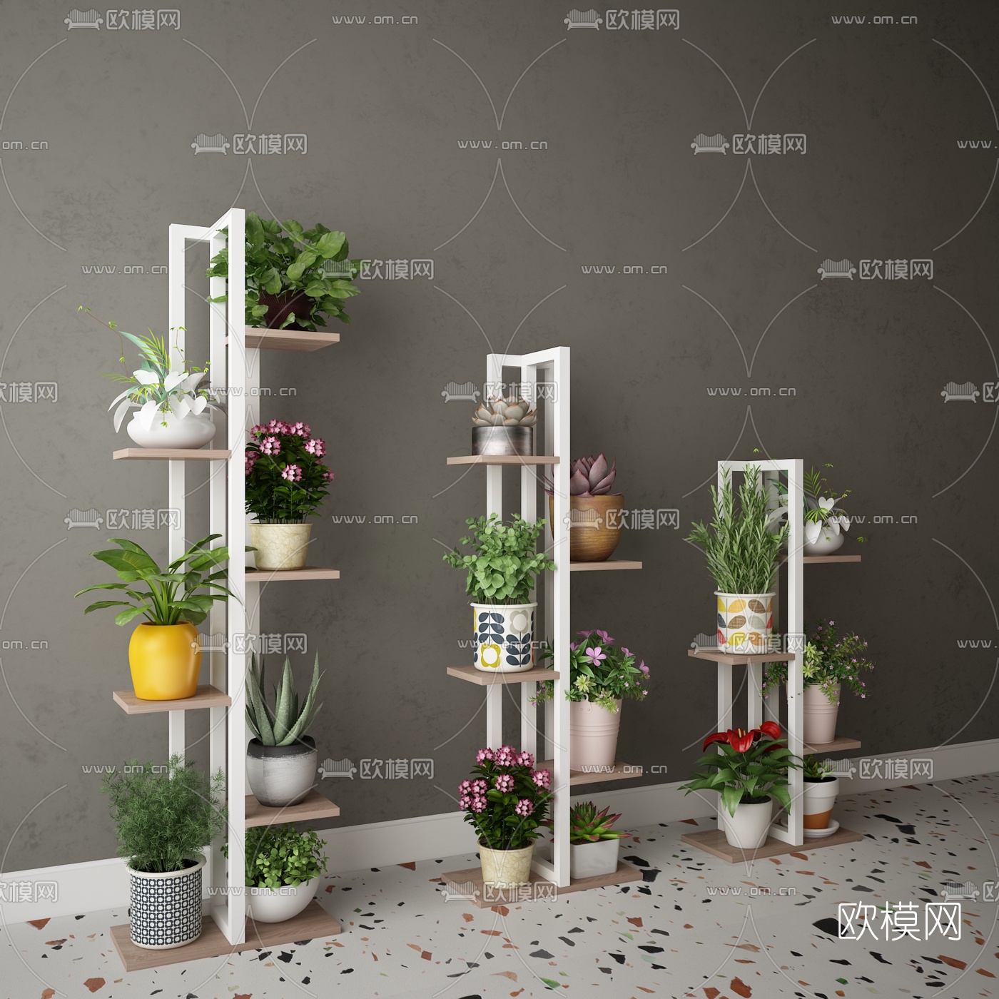 现代花架盆栽免费3d模型