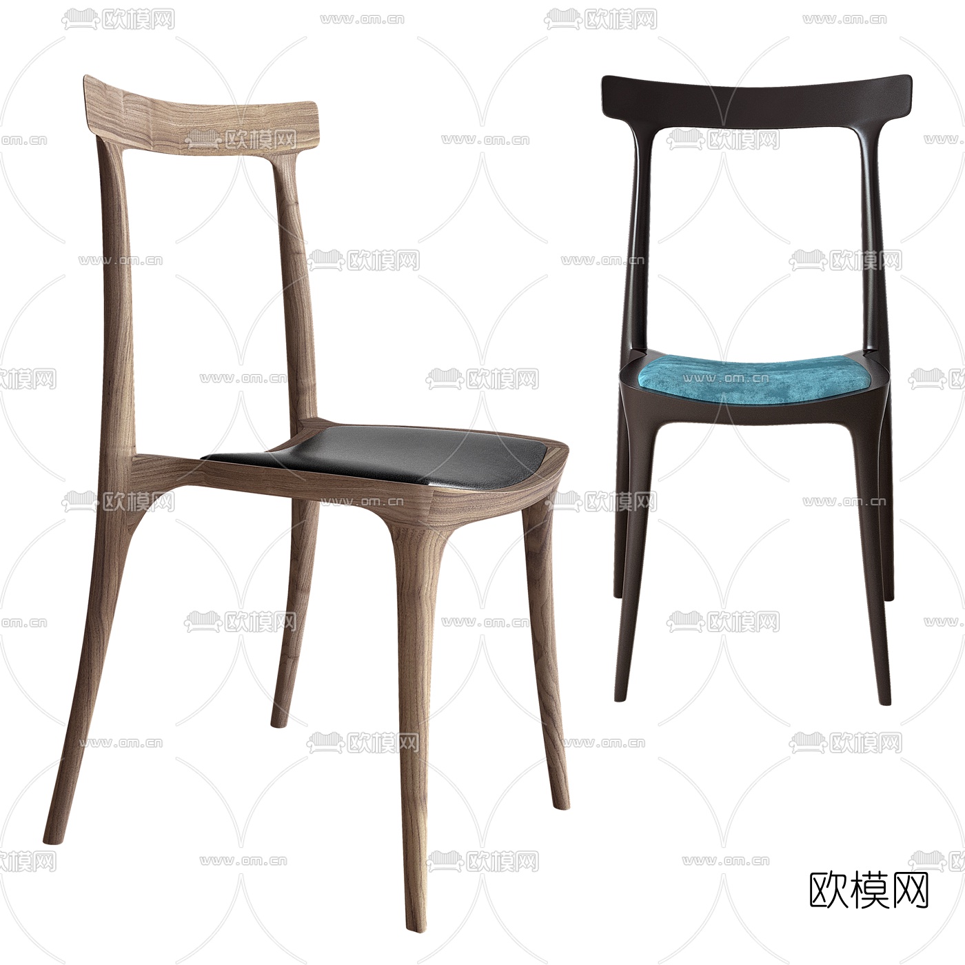 北欧简易单椅餐椅3d模型下载