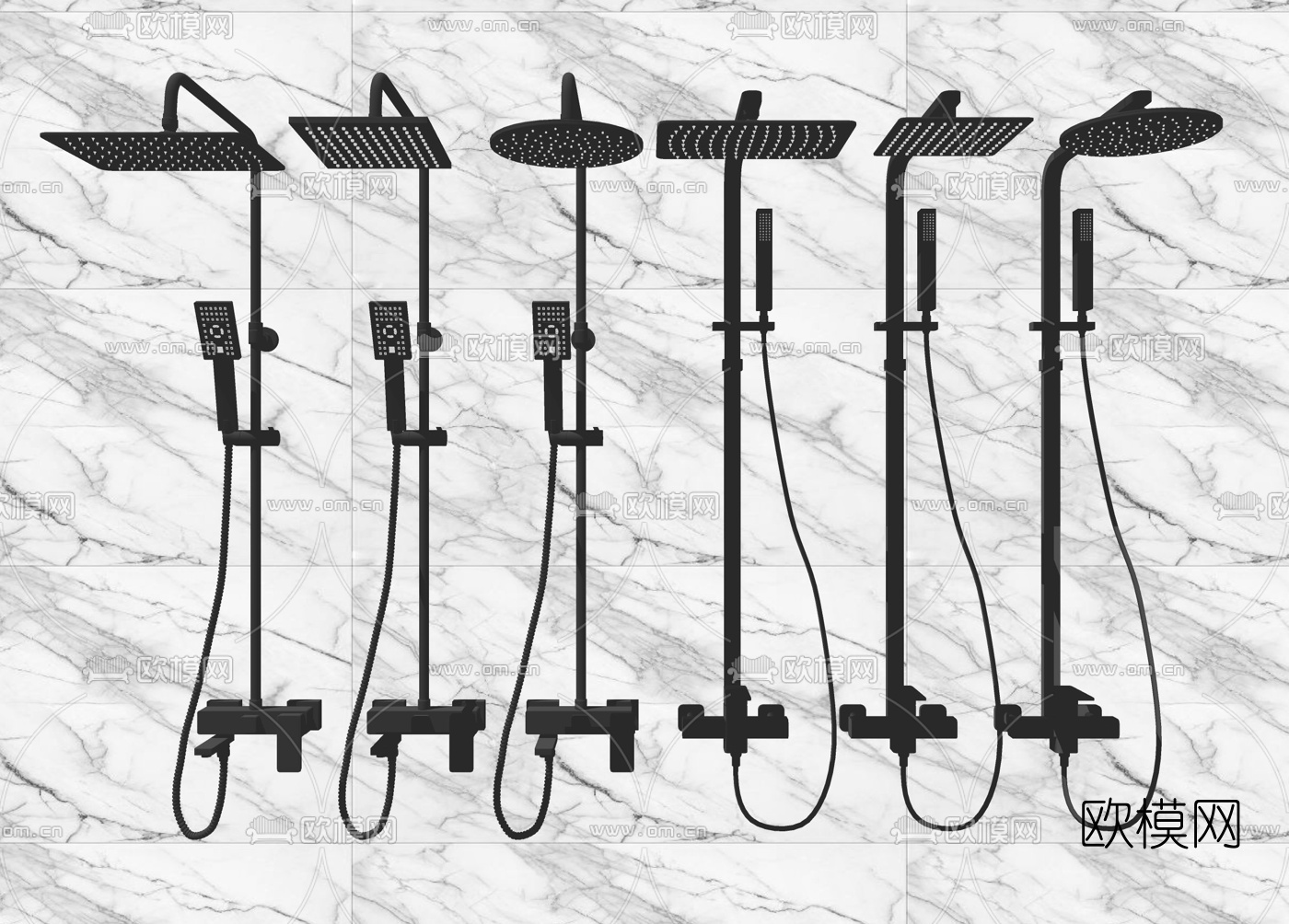 现代淋浴花洒su模型下载（渲染图2）