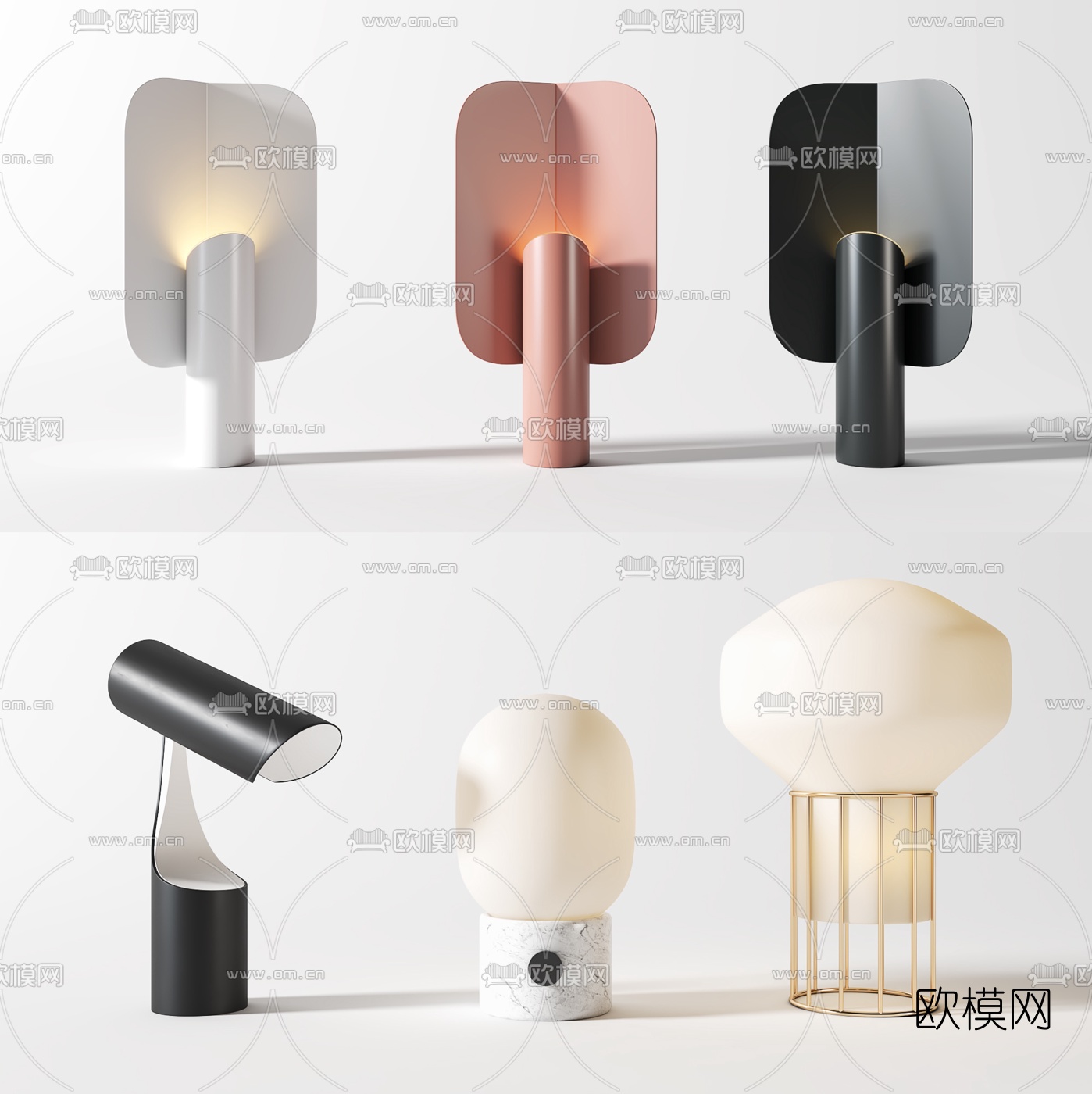 现代金属烤漆台灯3d模型