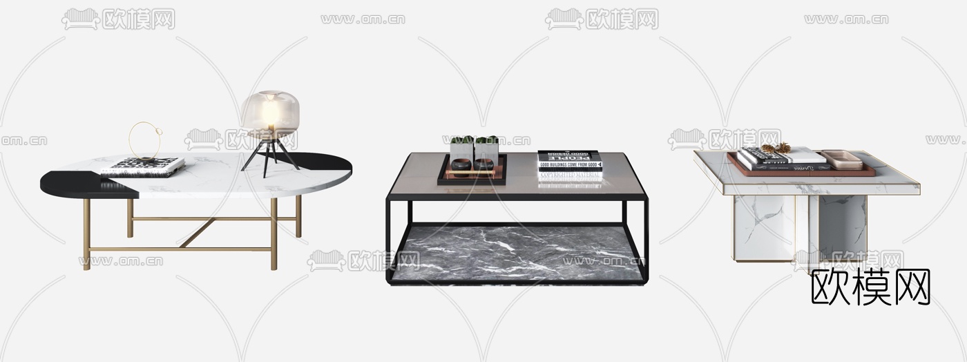 现代轻奢茶几3d模型