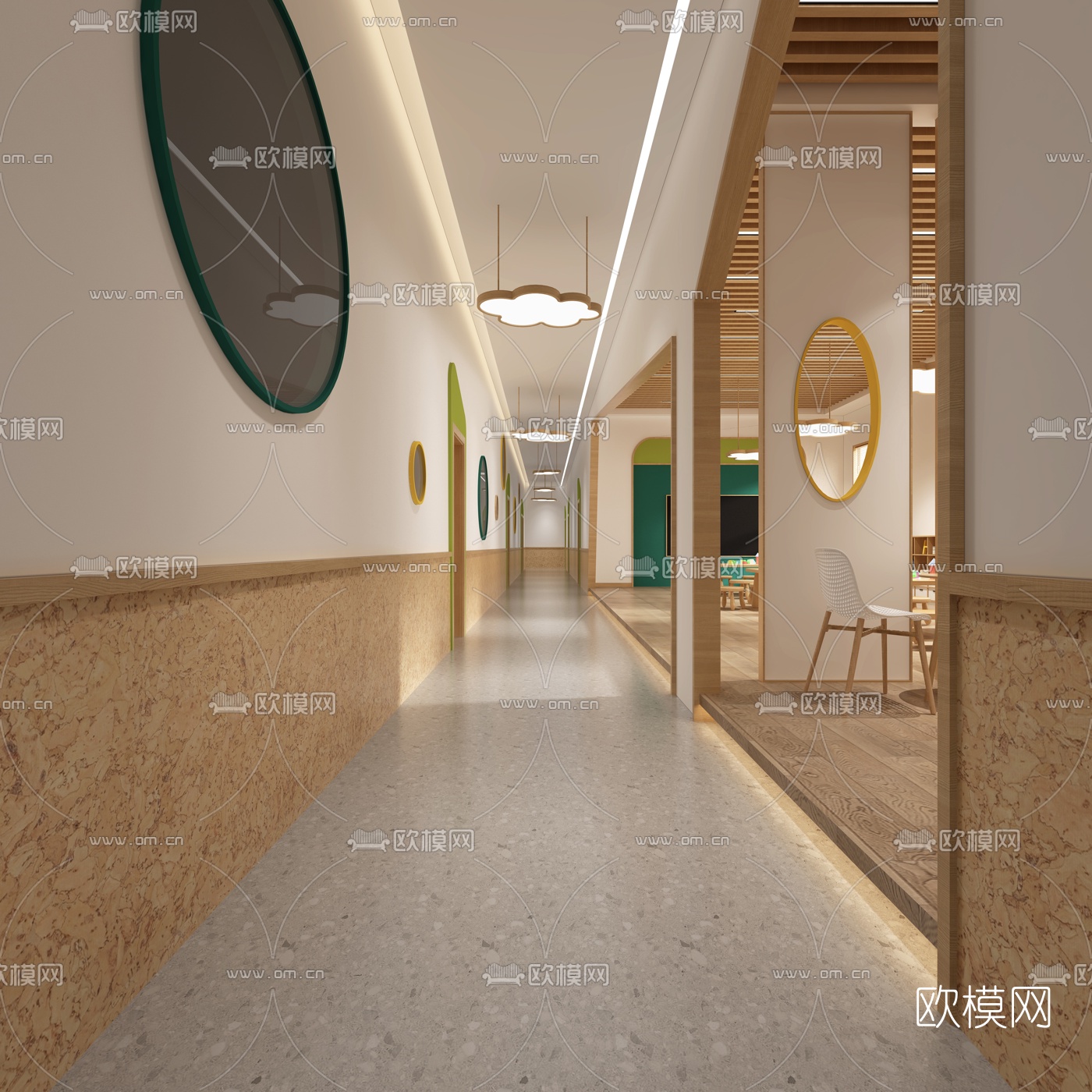 现代幼儿园美术室3d模型下载（渲染图2）