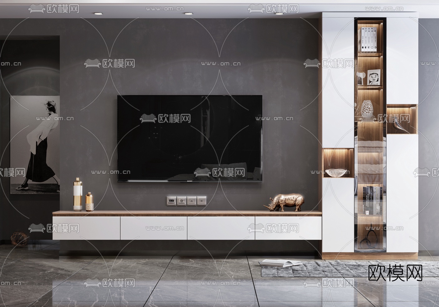 现代简易电视柜3d模型