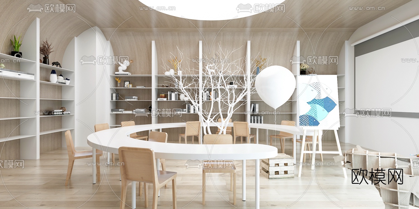 北欧培训中心教室3d模型下载（渲染图1）