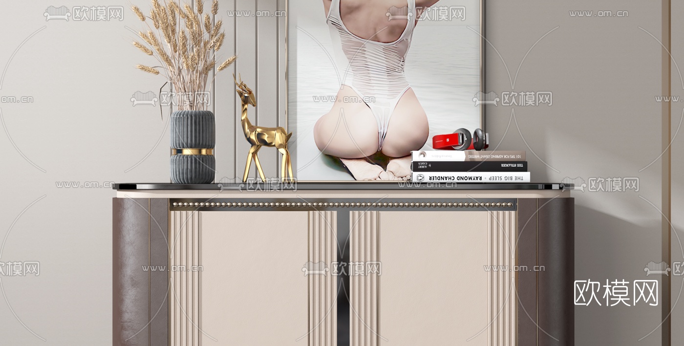 现代轻奢玄关柜边柜3d模型