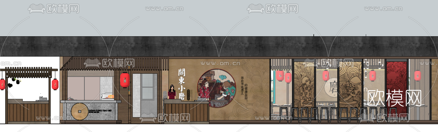 日式日料店su模型下载（渲染图6）