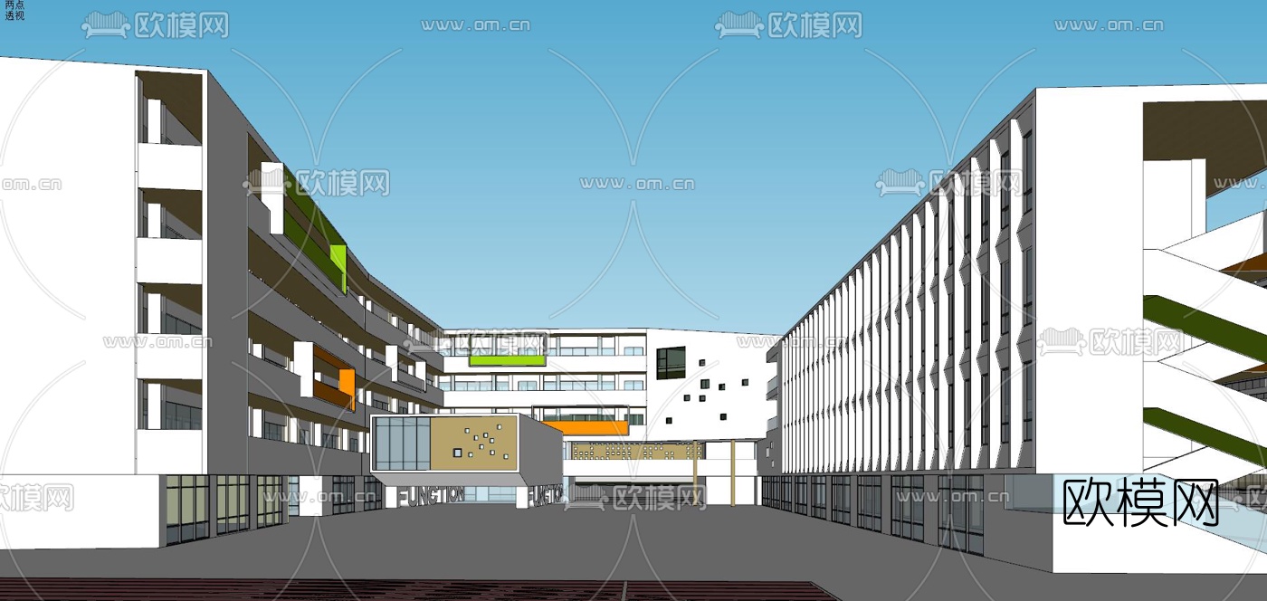现代办公园区鸟瞰su模型下载（渲染图4）