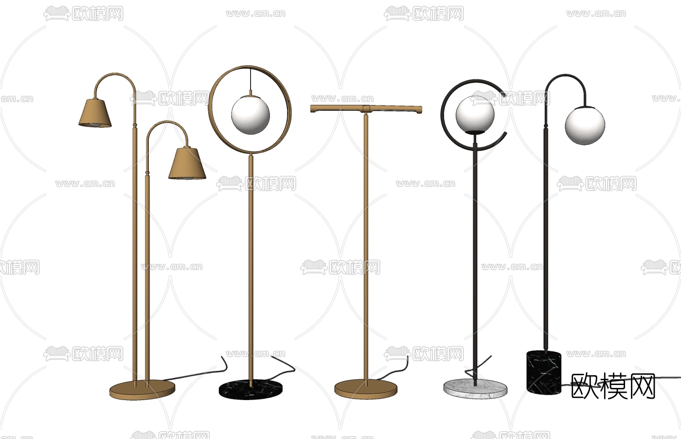 现代球形落地灯su模型下载