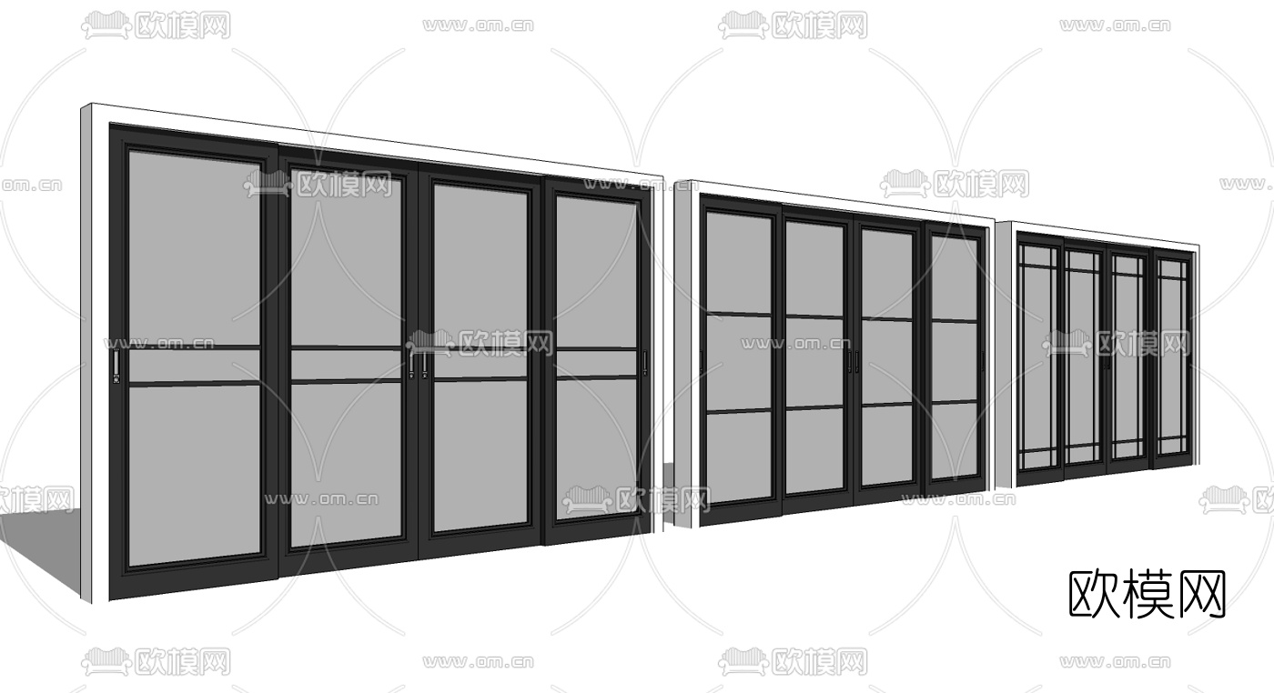 现代玻璃门推拉门su模型下载（渲染图4）