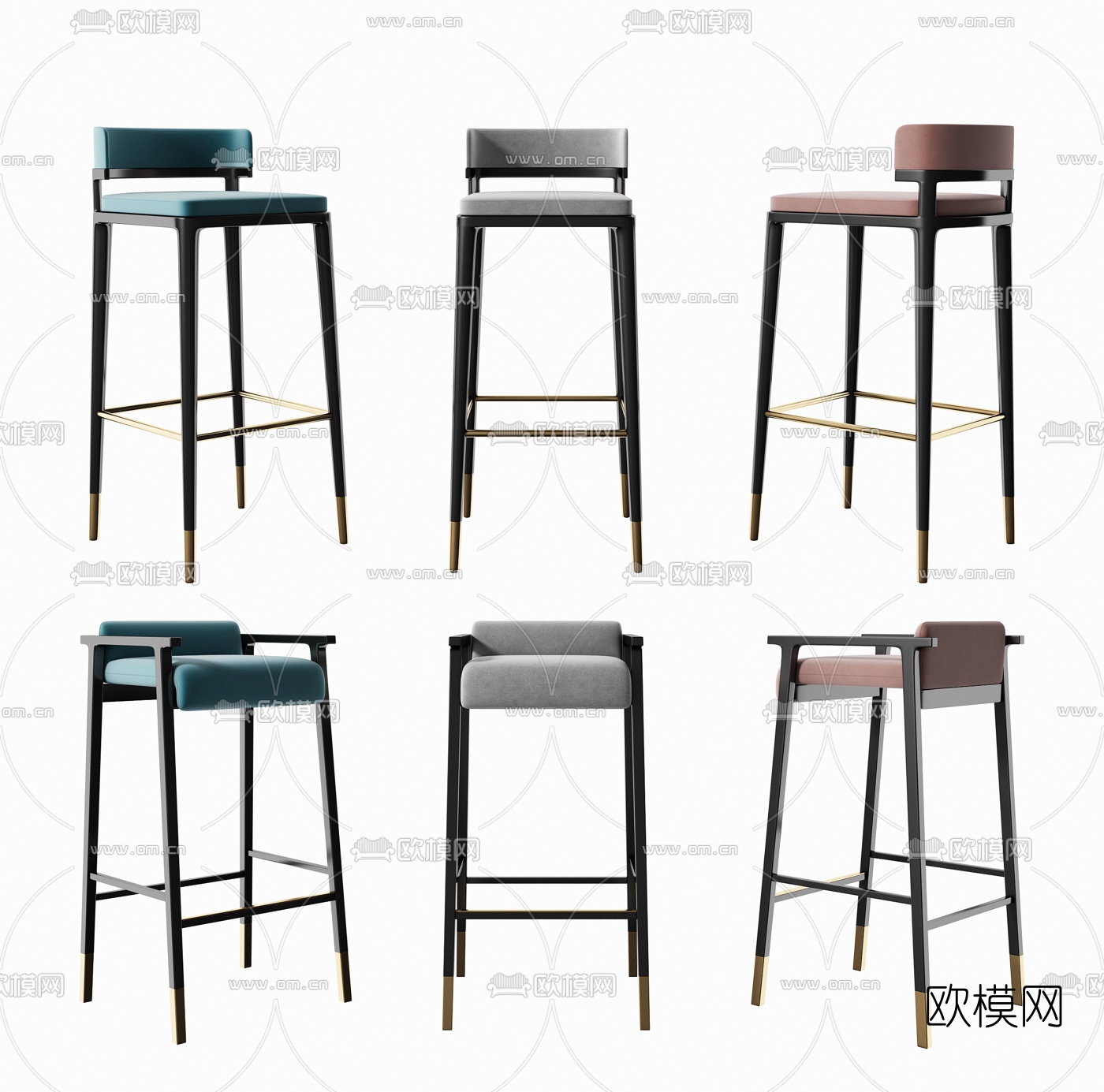 现代布艺吧椅3d模型下载