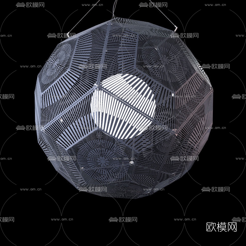 工业风铁艺吊灯免费3d模型下载（渲染图1）