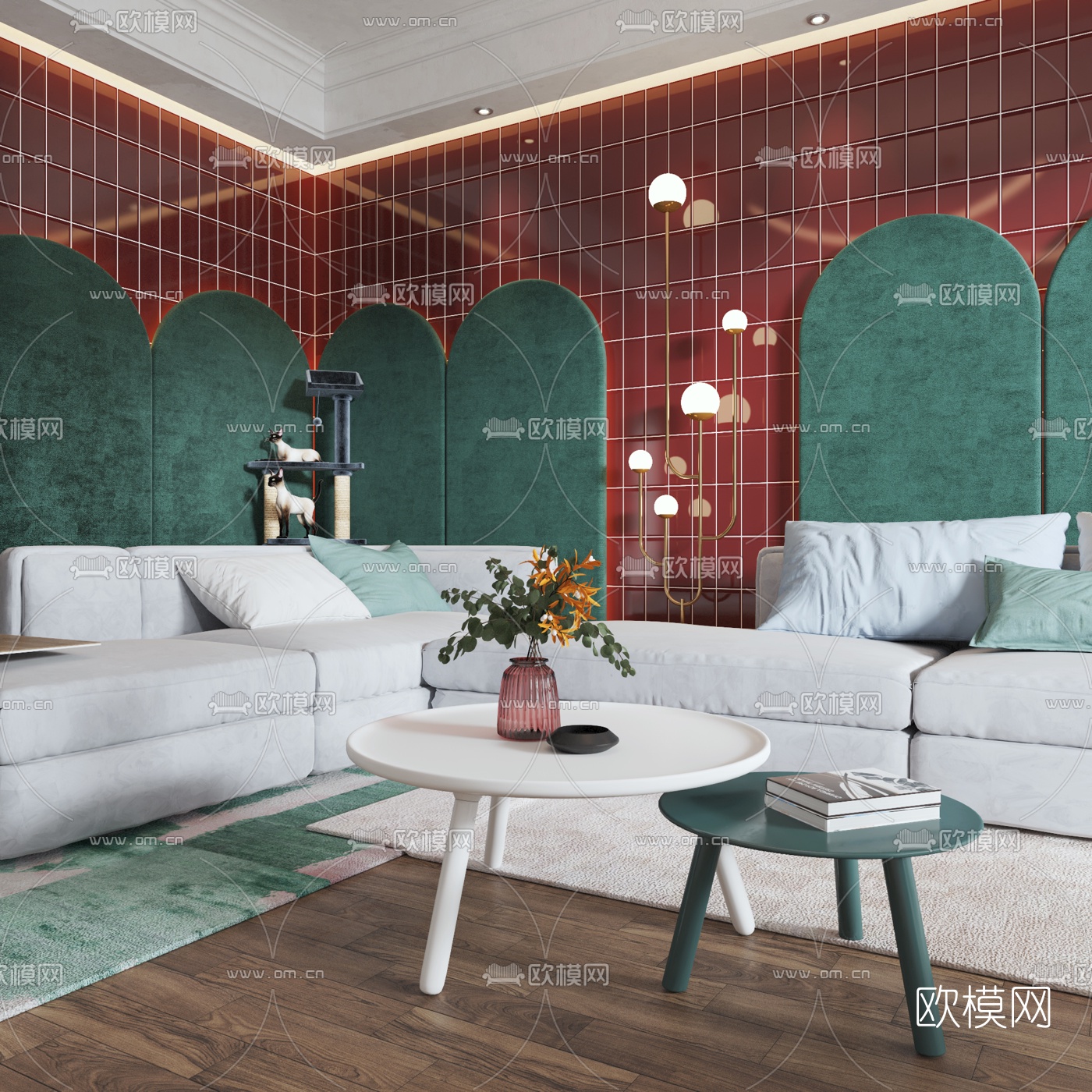 北欧布艺转角沙发组合3d模型