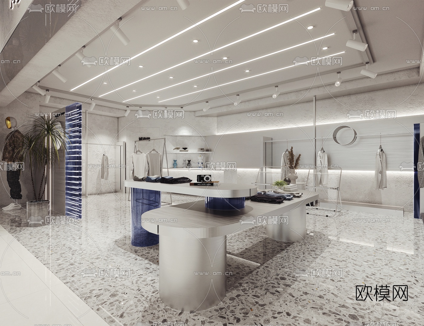 现代潮牌男装服装店3d模型下载（渲染图1）