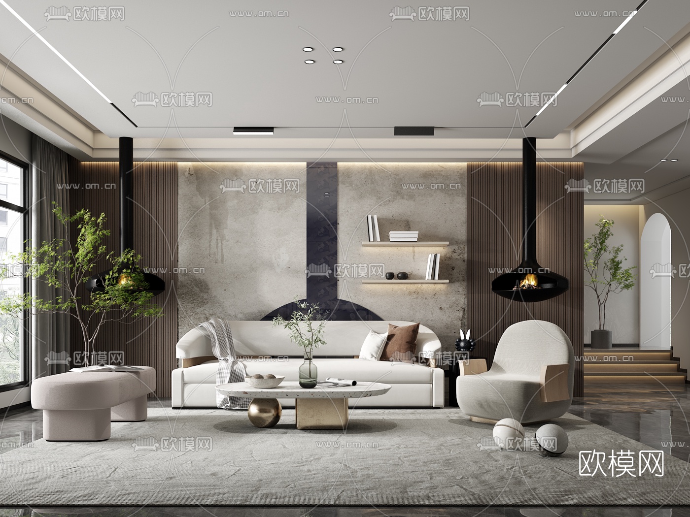 现代布艺沙发组合3d模型
