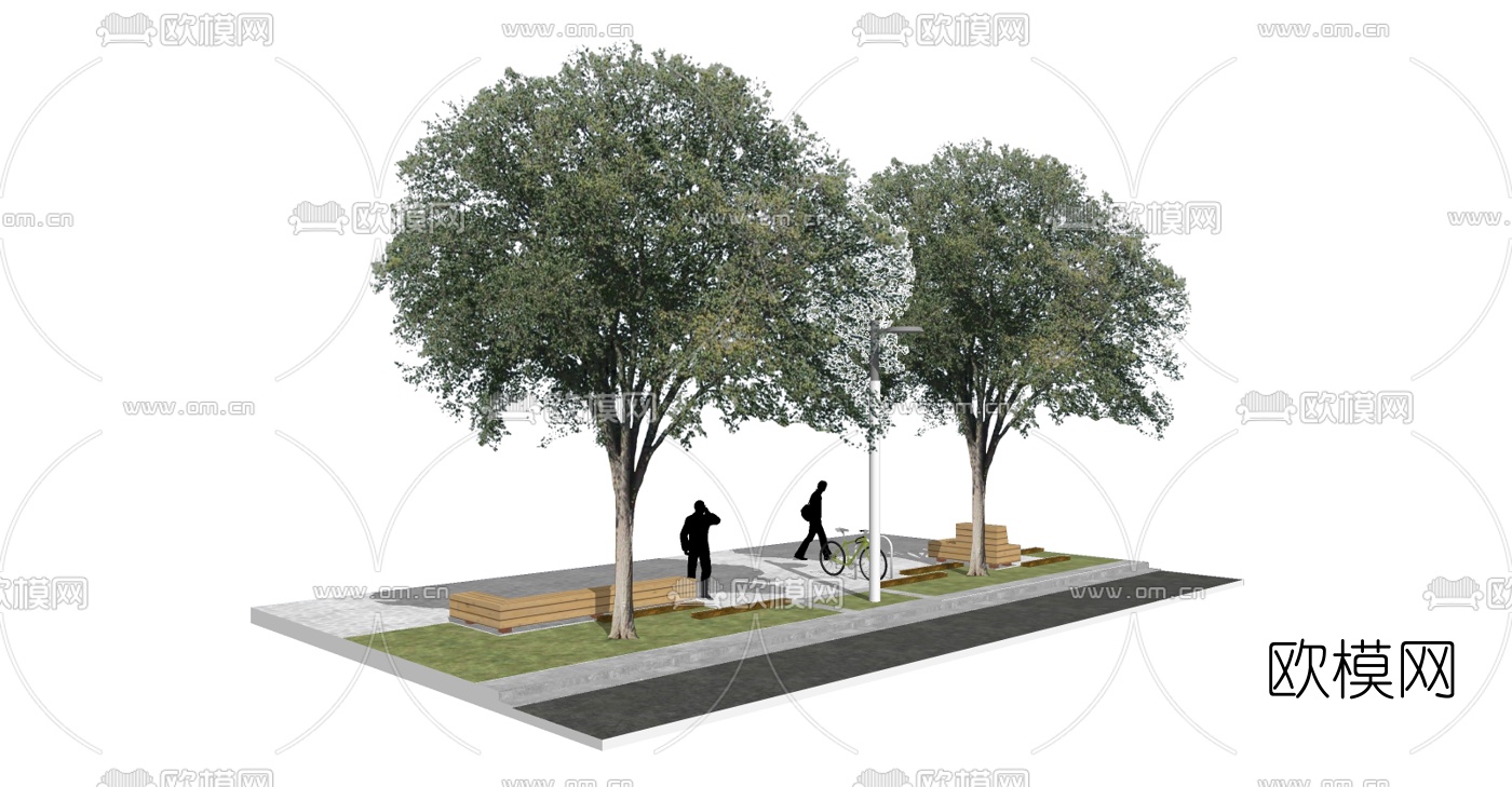 现代人行道花坛su模型下载（渲染图5）
