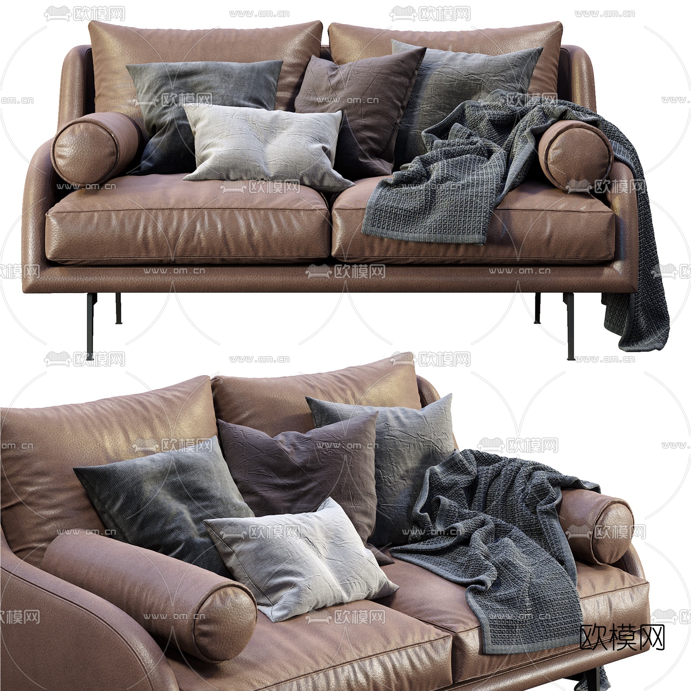 FLEXFORM 皮革双人沙发3d模型下载（渲染图2）