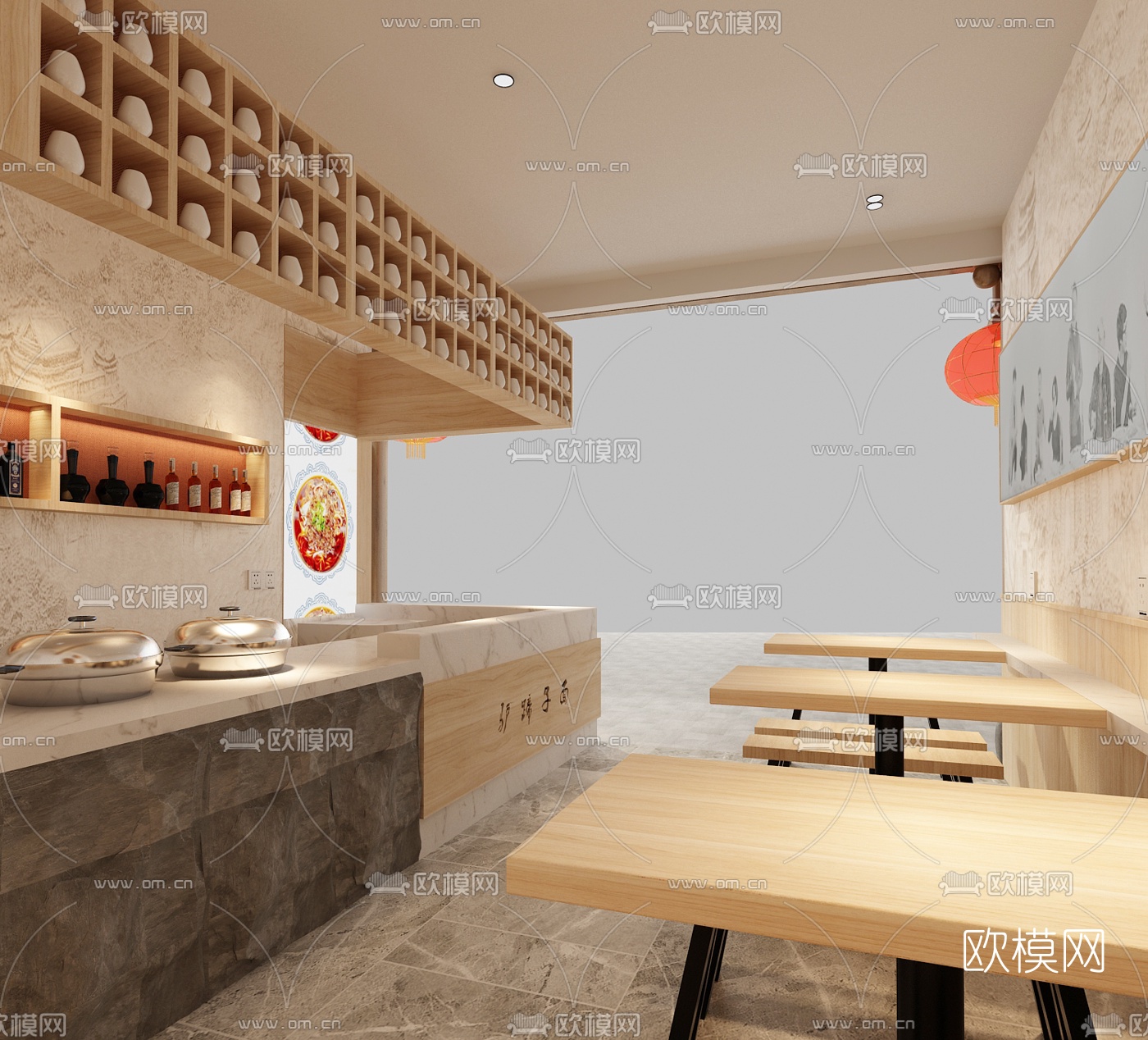 中式面馆免费3d模型下载（渲染图2）